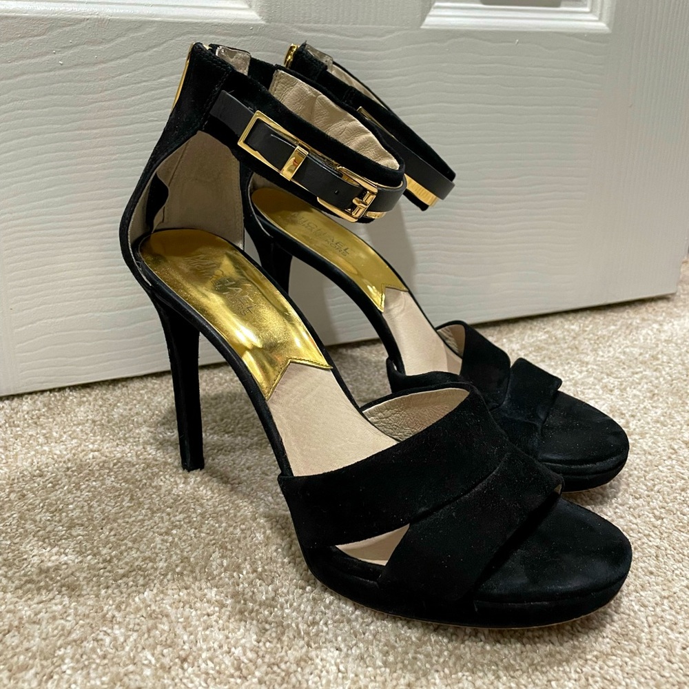 Michael Kors black suede heels. Size 9.